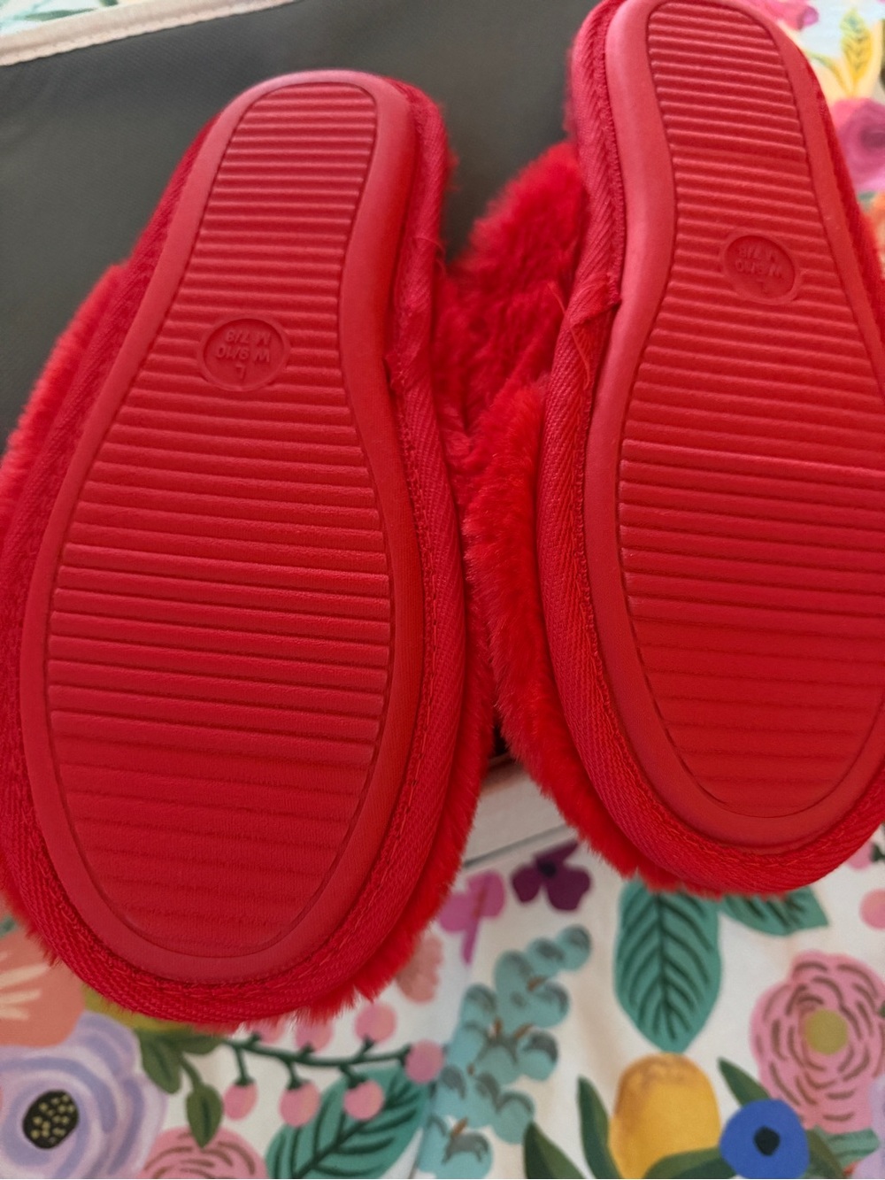 Target Red Fuzzy Slippers - Picture 2 of 2